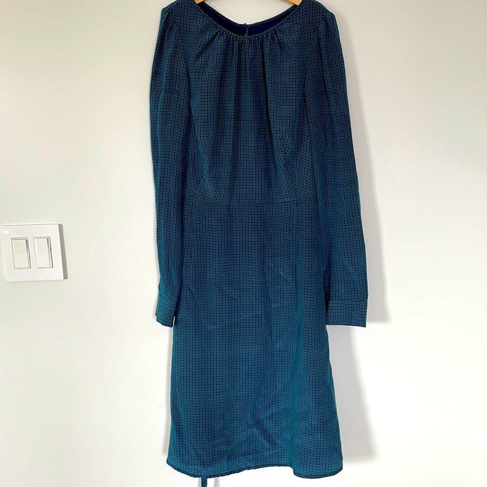 Tocca Long-sleeve Belted Silk Dress